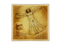 Talerz dekoracyjny - L. da Vinci, Człowiek Witruwiański 13x13cm