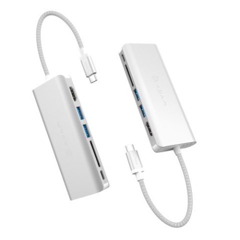 Adam Elements Casa Hub A01 - hub USB-C - 6 portów (silver) (USB-C 3.1, USB-C PD 3.0, USB-A 3.1 x2, HDMI, Gigabit Ethernet, SD)