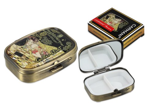 Puzderko na tabletki, prostokątne z lusterkiem - G. Klimt, Pocałunek (CARMANI)