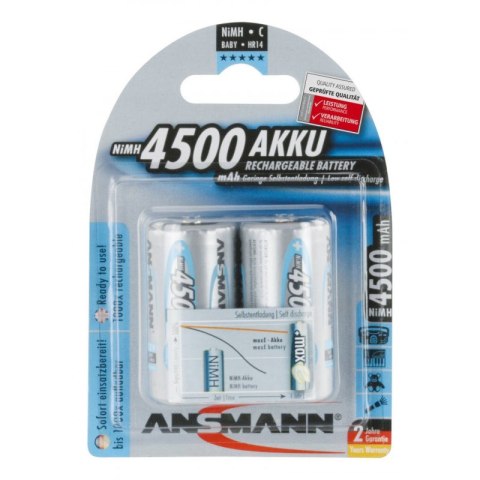 Ansmann Zestaw akumulatorów NiMH Rechargeable battery C / HR14 4500 mAh max 2 pcs.