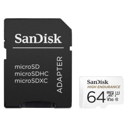 KARTA SANDISK HIGH ENDURANCE (rejestratory i monitoring) microSDXC 64GB V30 z adapterem