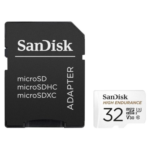 KARTA SANDISK HIGH ENDURANCE (rejestratory i monitoring) microSDHC 32GB V30 z adapterem