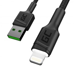 Kabel Przewód Green Cell GC Ray USB - Lightning 120cm z białym podświetleniem LED/ szybkie ładowanie Apple 2.4A