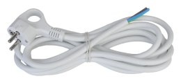 Kabel elektryczny biały 1.5m 3x1.5mm zakończony wtyczką kątową z uziemieniem