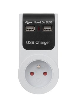 Zasilacz sieciowy wtyczkowy +2xgniazda USB GB101