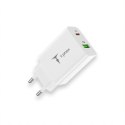 ŁAD SIEC T-PHOX SPEEDY USB-C 20W + USB 18W QC 3.0 BIAŁA/WHITE