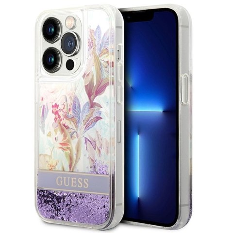 GUESS IPHONE 14 PRO FLOWER LIQUID GLITTER GUHCP14LLFLSU FIOLET/PURPLE