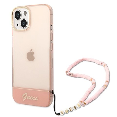 GUESS IPHONE 14 TRANSLUCENT PEARL STRAP GUHCP14SHGCOHP RÓŻOWY/PINK