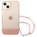 GUESS IPHONE 14 TRANSLUCENT PEARL STRAP GUHCP14SHGCOHP RÓŻOWY/PINK