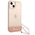 GUESS IPHONE 14 TRANSLUCENT PEARL STRAP GUHCP14SHGCOHP RÓŻOWY/PINK