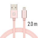 KABEL SWISSTEN LIGHTNING 3A 2M ROSE/GOLD