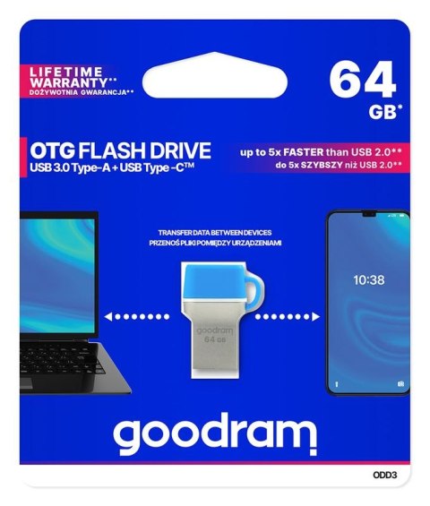 PenDrive GOODRAM OTG FLASH DRIVE 64GB USB 3.0 Type-A + USB Type-C