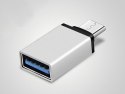 Adapter OTG przejściówka USB-C Typ C - USB 3.0 srebrny