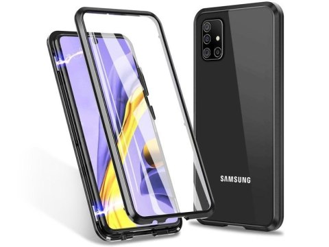 Etui magnetyczne szklane Dr.Fit dwustronne do Samsung Galaxy A71 Czarne