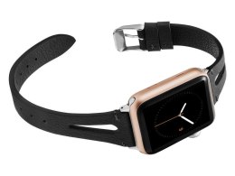 Pasek Leather Strap Alogy skóra do Apple Watch 38/40/41mm Czarny