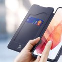 Etui ochronne z klapką Dux Ducis Skin X skórzane do Galaxy S21 5G Granatowe