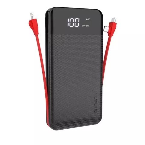 Dudao 2x Powerbank USB 10000mAh 2A câble intégré 3in1 Lightning / USB Type C / micro USB 3A noir (K1A noir)