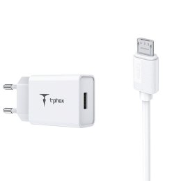ŁAD SIEC T-PHOX MINI-EU MICRO USB WHITE 1.2M 2.4A
