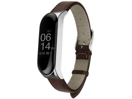 Pasek Alogy skóra leather band do Xiaomi Mi Band 5 Global Brązowy