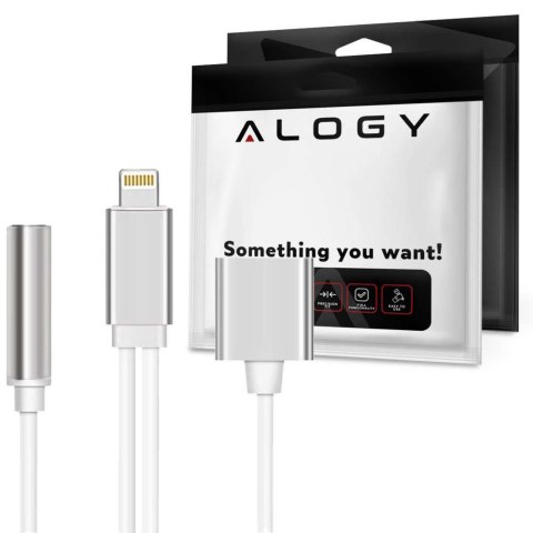 Kabel przejściówka lightning do iPhone audio mini jack srebrny