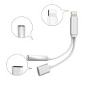 Kabel przejściówka lightning do iPhone audio mini jack srebrny