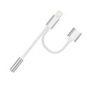 Kabel przejściówka lightning do iPhone audio mini jack srebrny