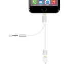 Kabel przejściówka lightning do iPhone audio mini jack srebrny