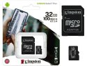 Kingston karta pamięci microSD HC 32GB class 10 + adapter SD