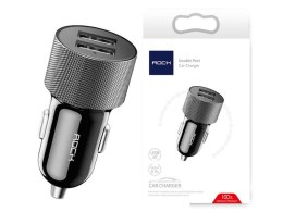 Rock H3 ładowarka samochodowa 2x USB 2.4A led czarna