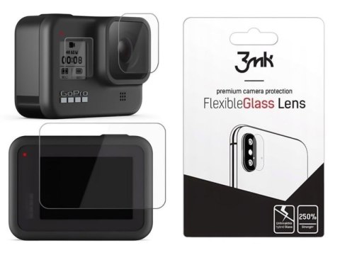 Szkło 3mk Flexible Glass na ekran + na obiektyw do GoPro Hero 8