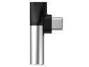 Adapter Baseus USB-C do Audio Mini Jack 3.5mm + USB-C kątowy L41 Srebrny