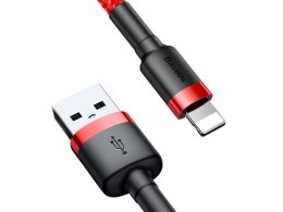 Kabel 3m Baseus Cafule USB Lightning do iPhone iPad iPod 2A Czerwony