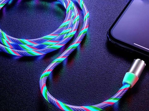 Kabel 1m Alogy magnetyczny świecący przewód LED USB-C Type C Wielokolorowy