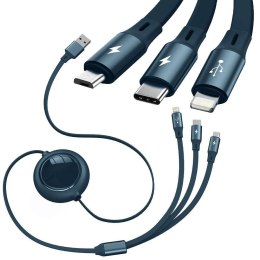 Kabel USB 3w1 Baseus Bright Mirror micro USB/ Lightning/ USB-C płaski 3.5A 1.2m niebieski