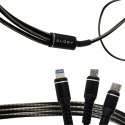 Kabel Alogy Nylon 3w1 USB-C Typ C Lightning micro USB 5A Black