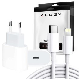 Ładowarka sieciowa Alogy szybka USB-C PD 20W + Kabel Lightning 1m Biały