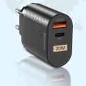 Ładowarka sieciowa Alogy szybka USB + USB-C Type C QC 3.0 PD 20W Czarna