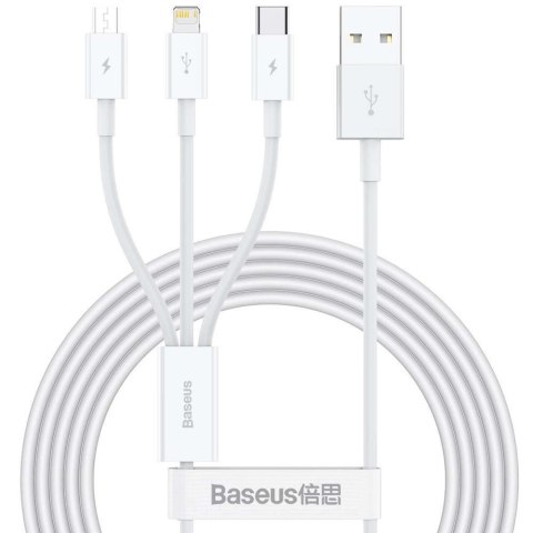 Kabel 1.5m Baseus Superior Series USB 3w1 micro USB / Lightning / USB-C 3.5A Biały