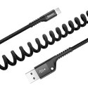 Kabel 1m Baseus Spring sprężynowy USB do Lightning 2A Czarny