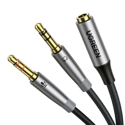 UGREEN AV192 Rozdzielacz audio AUX słuchawki + mikrofon do kabel mini jack 3.5mm (szary)