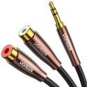 UGREEN AV194 Przewód męski 3,5mm Jack do 2x żeński RCA (Cinch) 0.25m