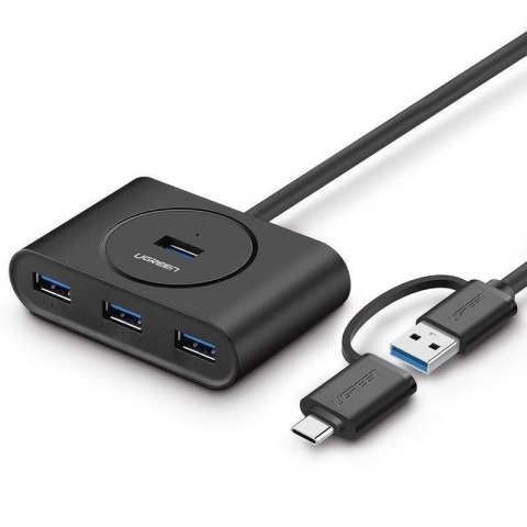 HUB USB 3.0 + USB-C 3.1 UGREEN 4-portowy, OTG (czarny)