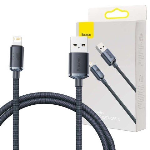 Kabel 1.2m Baseus Crystal przewód USB do Lightning iPhone 2.4A Czarny