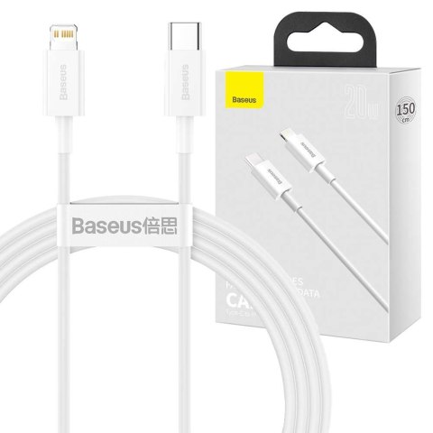 Kabel 1.5m Baseus Superior przewód USB-C Type C do Lightning PD 20W Biały