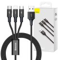 Kabel Baseus Rapid 3w1 USB do microUSB Lightning iPhone USB-C Type C 3.5A Czarny