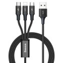 Kabel Baseus Rapid 3w1 USB do microUSB Lightning iPhone USB-C Type C 3.5A Czarny