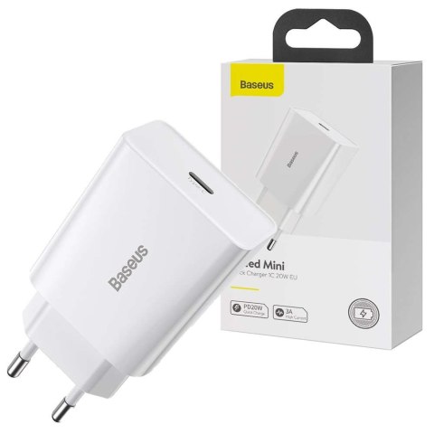 Ładowarka sieciowa zasilacz Baseus Speed Mini Quick Charger USB-C PD 3A 20W Biała