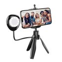 Uchwyt na telefon z lampką LED oświetleniem Alogy Tripod Selfie ring