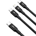 Kabel 3w1 Baseus Rapid Series USB-C do micro USB Lightning USB-C PD 20W 1.5m Czarny