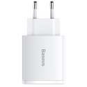 Ładowarka sieciowa Baseus Compact Quick Charger 2xUSB USB-C PD QC 3.0 3A 30W Biała